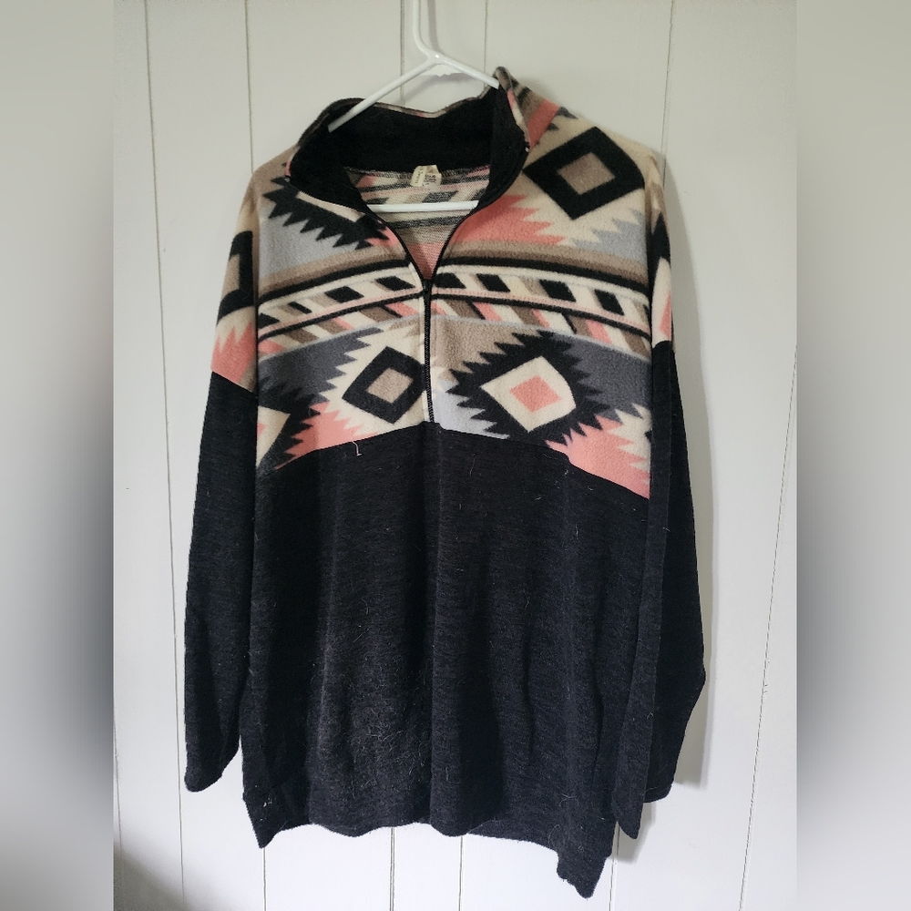 Now N Forever Aztec Pattern Half-Zip Sweater